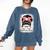 Baseball Mom Messy Bun Hair Player Mom Comfort Colors Sweatshirt Blue Jean
