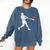 Valentines US Baseball Player Silhouette Heart Comfort Colors Sweatshirt Blue Jean