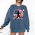 Women's Batter Patriotic American Flag Baseball Silks Comfort Colors Sweatshirt Blue Jean