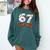 67 Trend Baseball Glove Number Style Comfort Colors Sweatshirt Chalky Mint