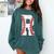 Baseball Alphabet Monogram Initial Letter R Comfort Colors Sweatshirt Chalky Mint