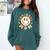 Happy Baseball Mom Groovy Retro Floral Smiling Face Comfort Colors Sweatshirt Chalky Mint