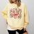 Leopard Checkered Game Day Baseball Coquette Bow Women Girls Comfort Colors Sweatshirt Blue Spruce