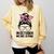 In October We Wear Pink Baseball Mom Messy Bun Breast Cancer Comfort Colors Sweatshirt Blue Spruce