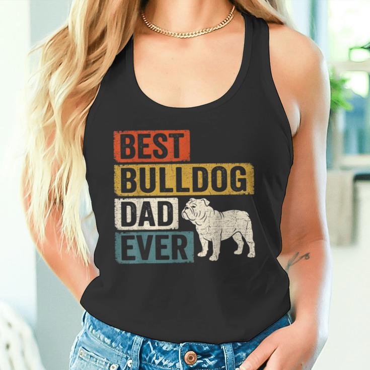 Best Bulldog Dad Ever レトロ ヴィンテージ ブルドッグデザイン タンクトップ
