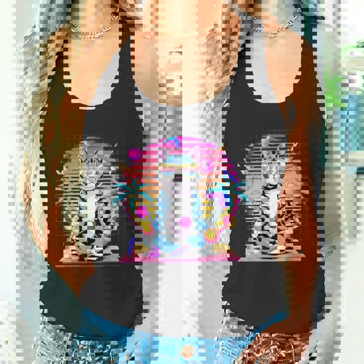 Cool Cat 瞑想 ヴェイパーウェーブ 80年代 レトロ シンセウェーブ タンクトップ