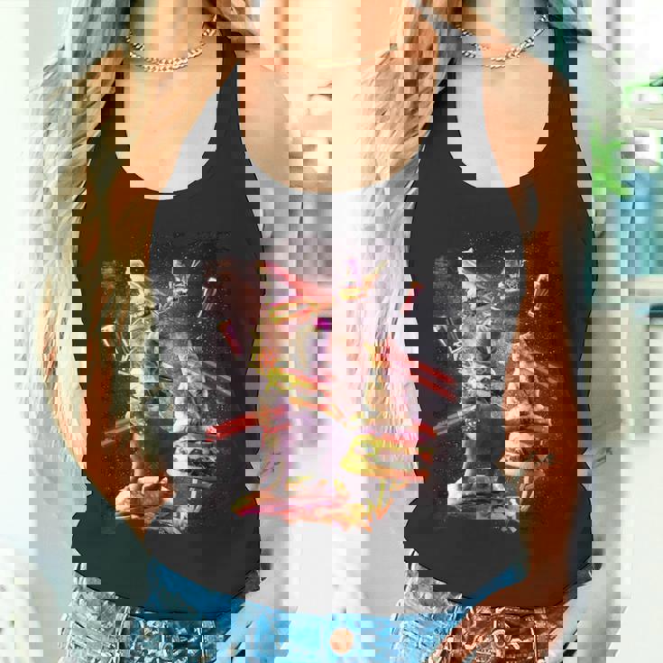 Galaxy Laser Cat On Burger -Pace Cheeseburger Cats タンクトップ