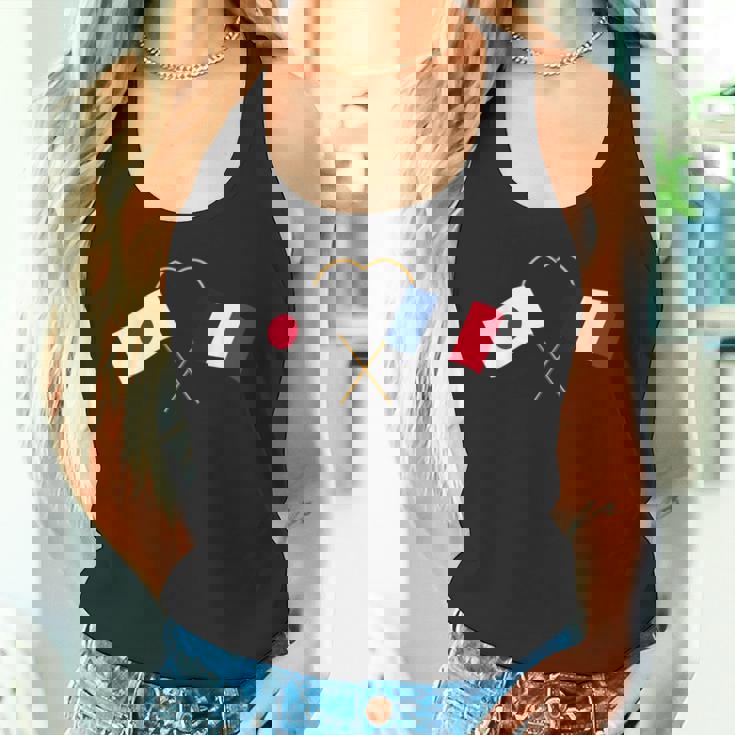 Japanese Flag France Flag フランス遺産 フランスのルーツ 日本の国旗 フランスの国旗 タンクトップ