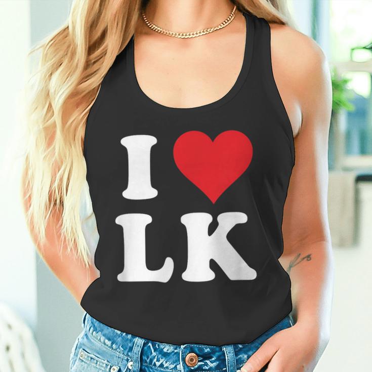 I Love Lk Initials I Heart LK First Last Name L K タンクトップ