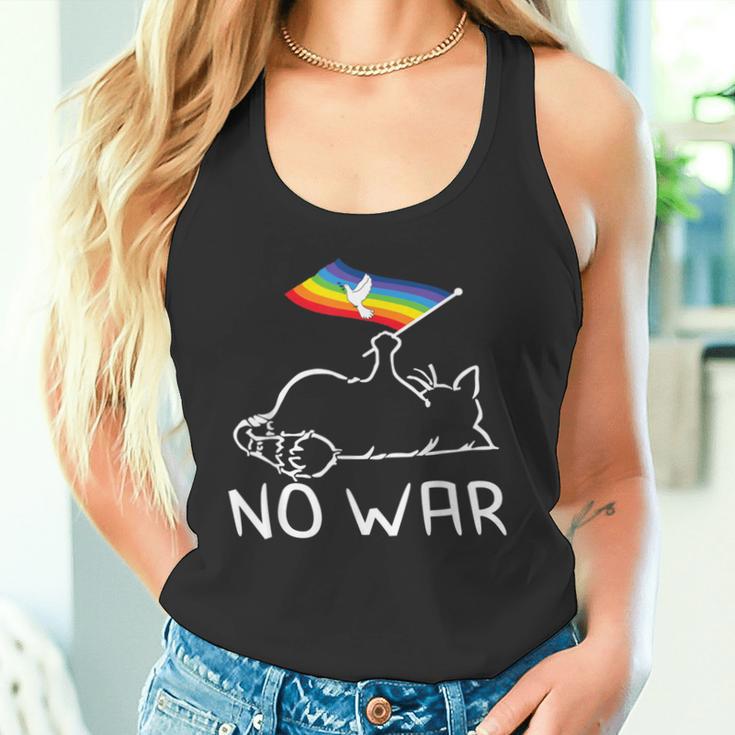 No War Peace Movement World Peace Peace Flag Cat タンクトップ