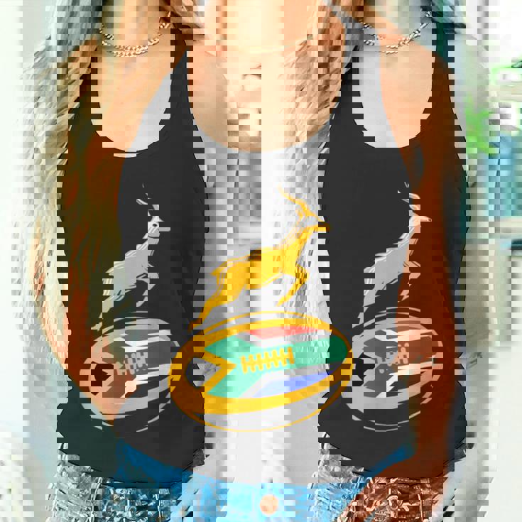 Springbok ラグビーボール & 南アフリカ国旗 メンズ レディース キッズ タンクトップ