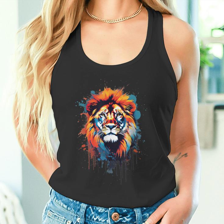 Strong Regal Lion Magestic Lion クールカラフルライオンステンシル タンクトップ