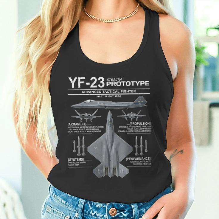 Yf-23ステルス戦闘機ミリタリージェットスペックインフォグラフィック タンクトップ