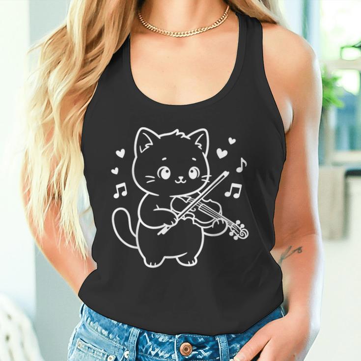 かわいい猫がバイオリンを弾くフィドラーのフォークミュージック タンクトップ