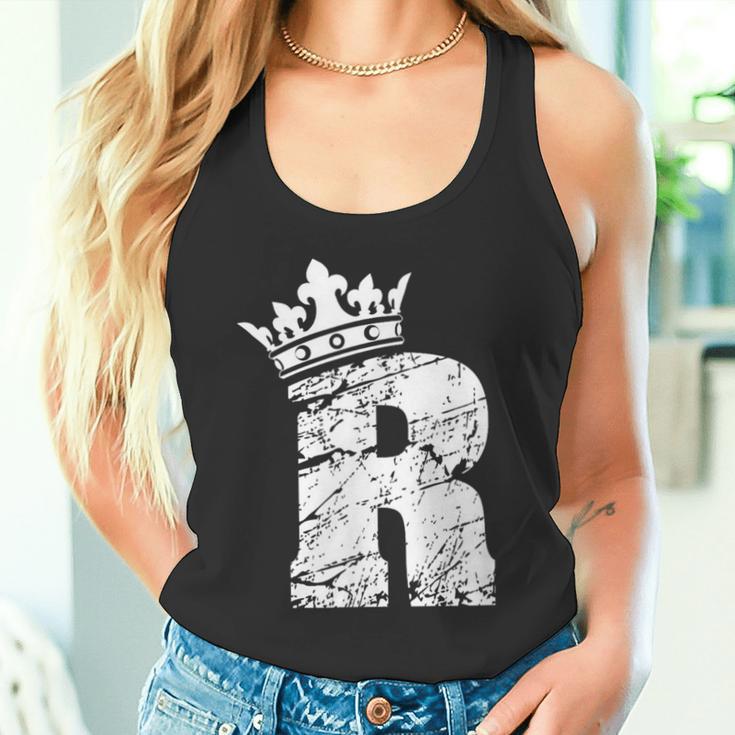 アルファベットtシャツ イニシャル文字 R & キング クイーン クラウン タンクトップ