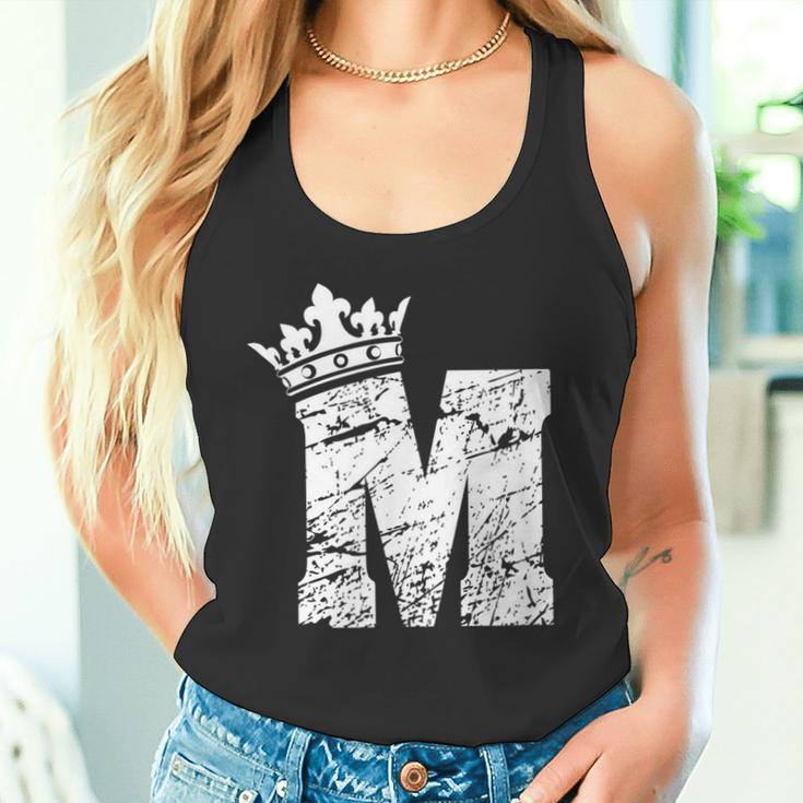 アルファベットtシャツ イニシャル文字mとキングクイーンクラウンtシャツ タンクトップ