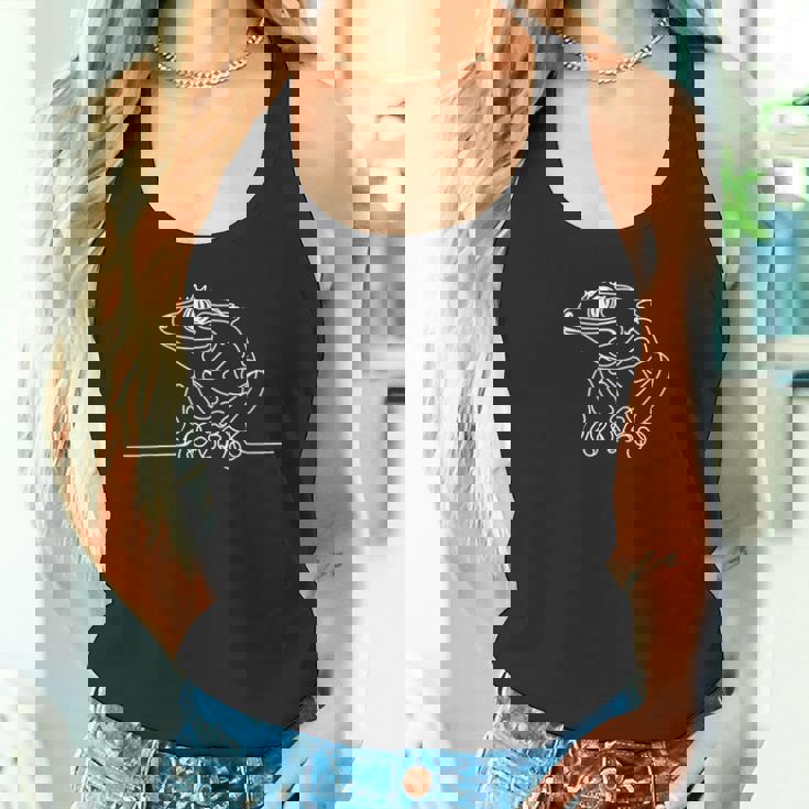 エレガントなラインアート ガーゴイル ヤモリ 爬虫類 タンクトップ