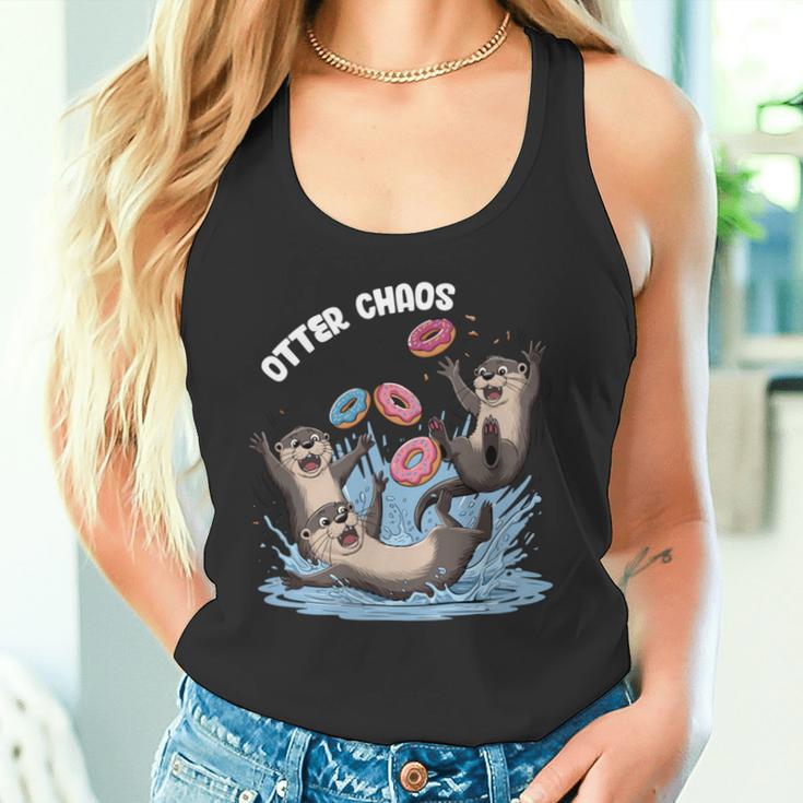 カワウソ カオス 面白い ベーグル ファイティング ラッコ 駄洒落動物好き 長袖tシャツ タンクトップ