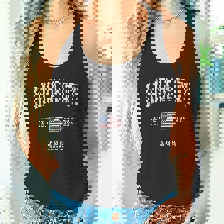 カンザスシティカンザスks ヴィンテージ アメリカ国旗 スポーツデザイン タンクトップ