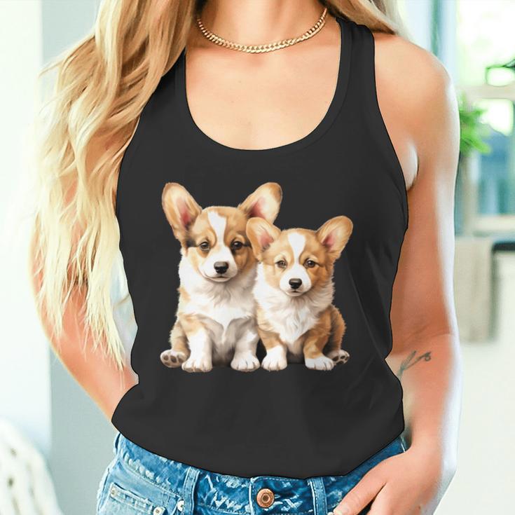 コーギー子犬 長袖tシャツ タンクトップ