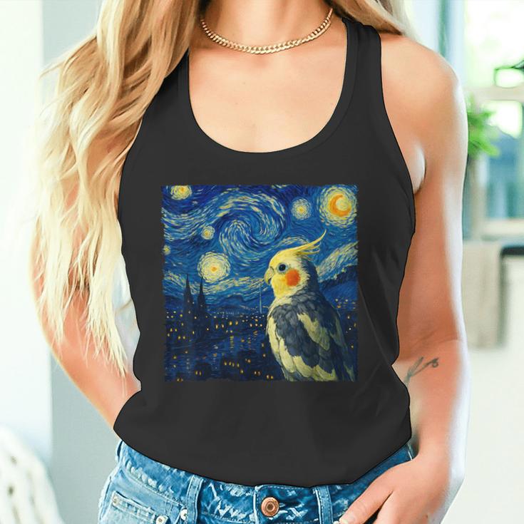 ゴッホの星空を見つめるかわいいオカメインコ 星月夜 タンクトップ