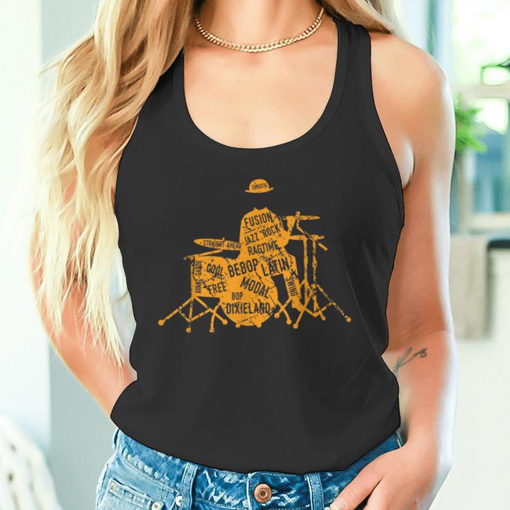 ジャズジャンル付きジャズドラマーtシャツ タンクトップ