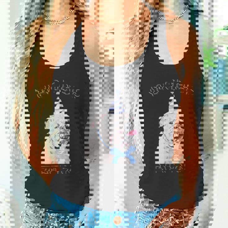 ニューオーリンズ 面白い犬の着用パーティーハット付き タンクトップ