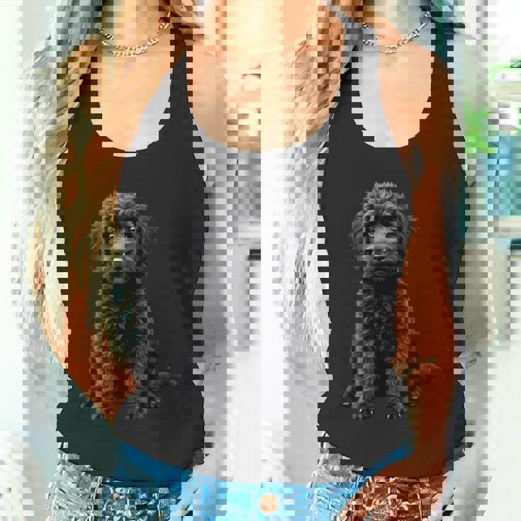 ブラックラブラドゥードル犬のアートデザイン。 長袖tシャツ タンクトップ