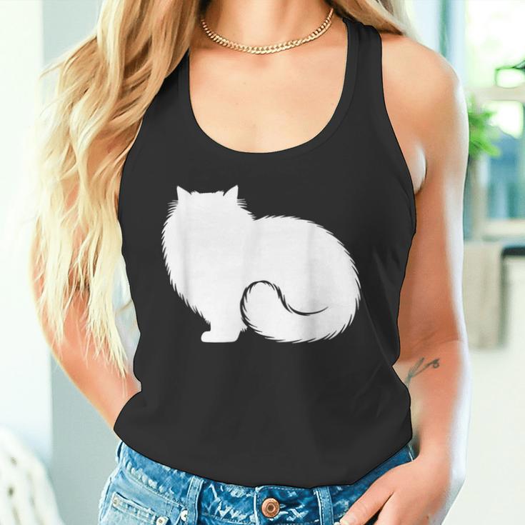 ペルシャ猫のふわふわした座り姿 Persian Cat Fluffyittingilhouette タンクトップ