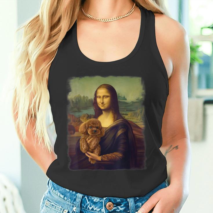 モナリザ プードルを抱く かわいい犬のアート パロディ絵画 タンクトップ