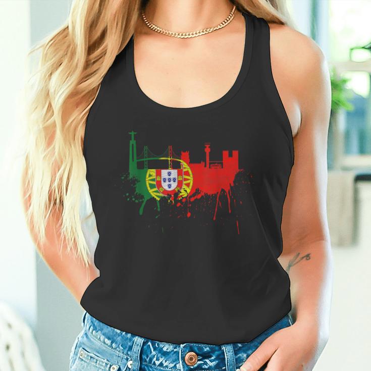 リスボン スカイライン ポルトガル国旗 絵画 ファンアート I Love Lisboa タンクトップ
