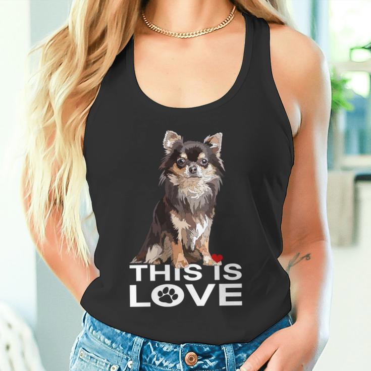 ロングヘア チワワ犬 This Is Love Brown チワワ 恋人 長袖tシャツ タンクトップ