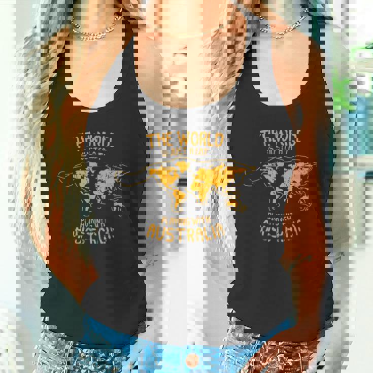 世界はオーストラリア オーストラリアで遊ぶ猫 タンクトップ