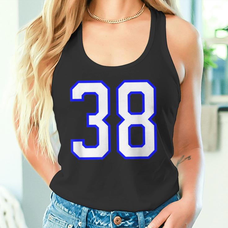数字 38 Thirty Eight スポーツジャージ ホワイト ブルー 誕生日年齢 タンクトップ