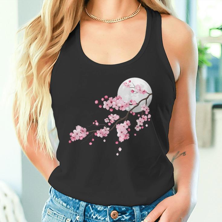桜の木と月 日本の美しい桜 春 タンクトップ