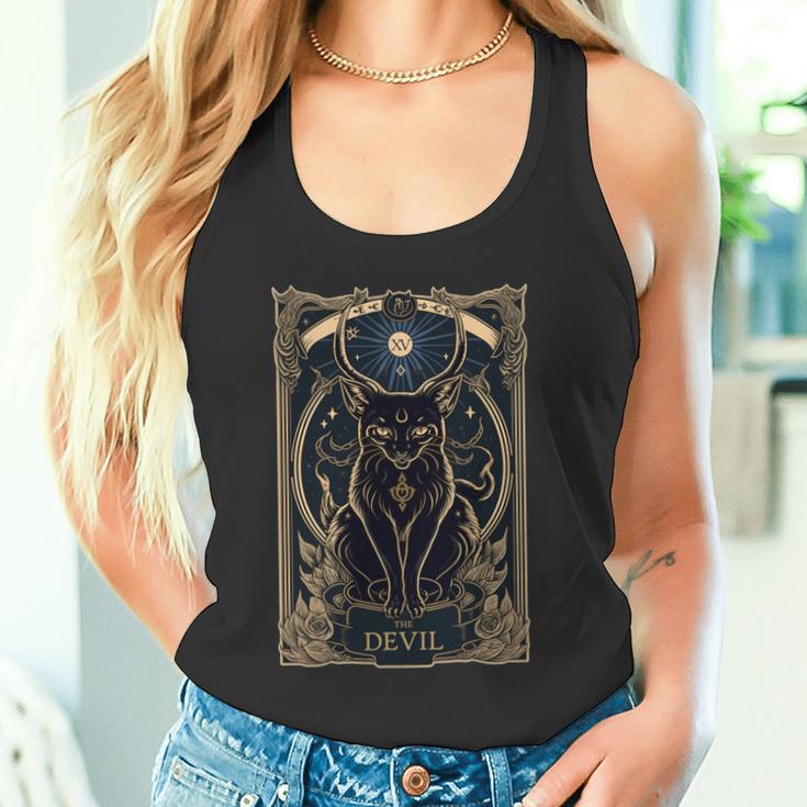 猫 タロットカード 悪魔 タロットカード 猫 長袖tシャツ タンクトップ