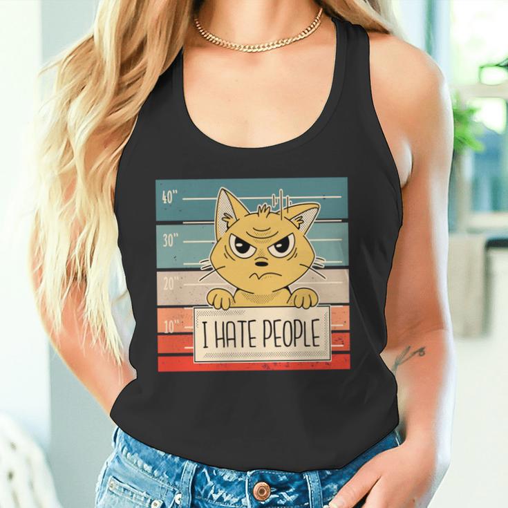 猫の刑務所 刑務所の囚人 悪いキティのマグショット 私は人間が嫌いです 長袖tシャツ タンクトップ
