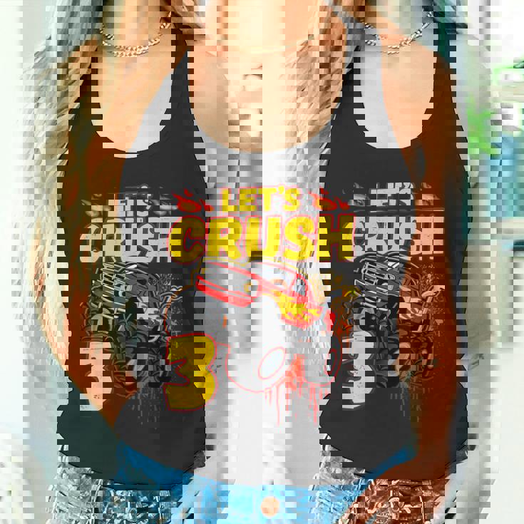 男の子、3歳、英語で、モンスタートラック、誕生日 タンクトップ