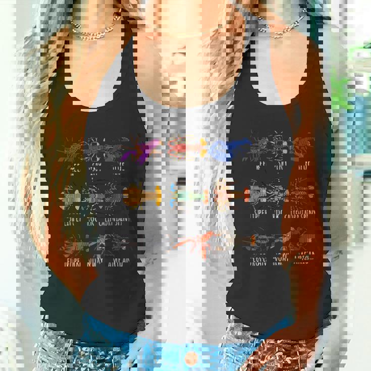 異なるタイプのロブスター種チャート海洋生物学 タンクトップ