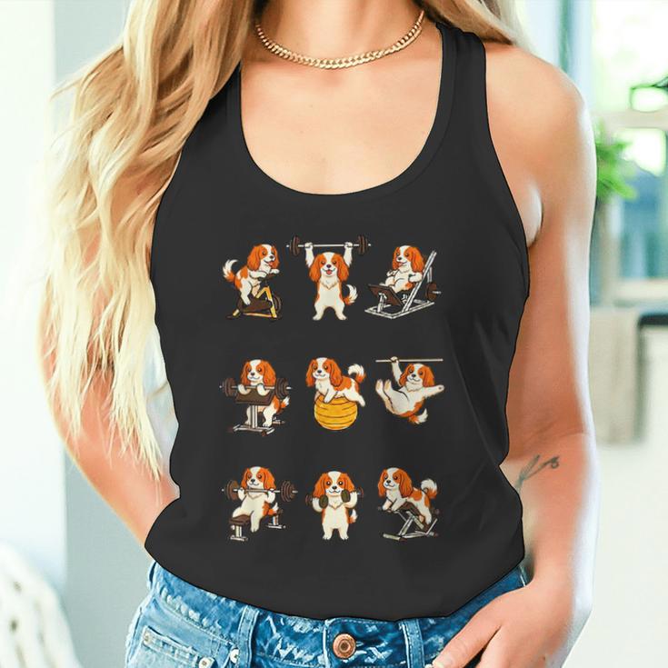 面白いtシャツ 犬 キャバリア 筋トレ ジム イヌ グッズ かわいい おもしろtシャツ 面白い 服 ネタ タンクトップ