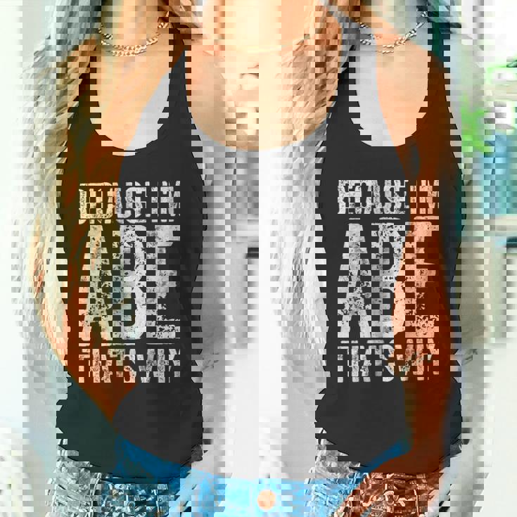 面白い名前入りシャツ Because I'm Abe That's Why タンクトップ