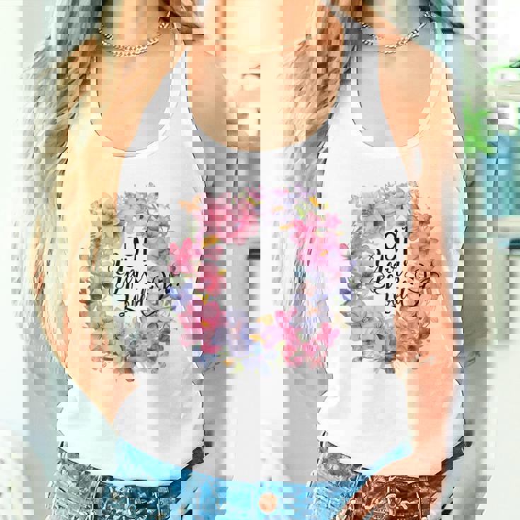 91 Years Loved 91歳の誕生日 フローラルリース ナインティワン タンクトップ