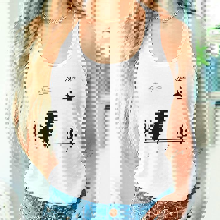 Dino T-Rex 恐竜 ピクセルゲーム インターネットなし オフライン 面白い 男性 タンクトップ