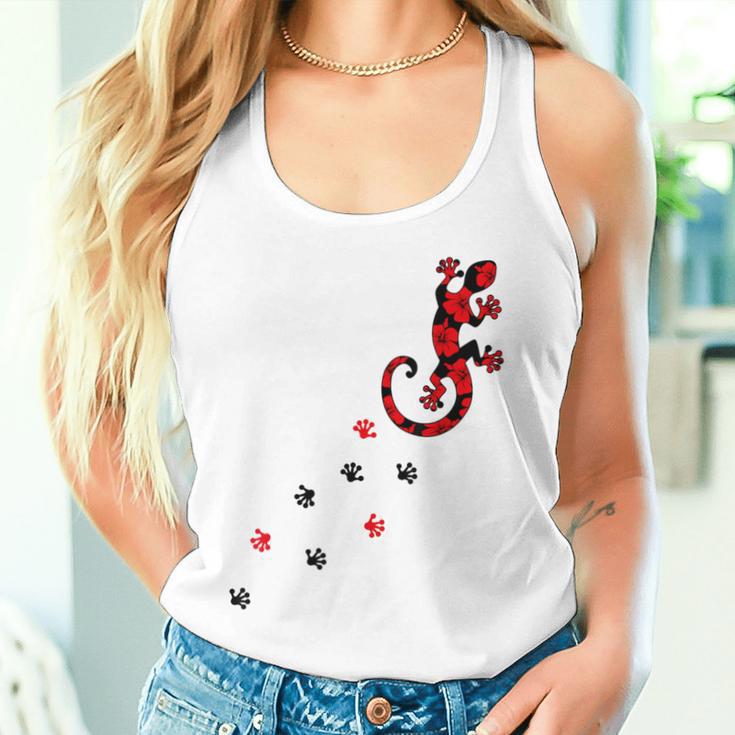 Gecko Footprint ハイビスカスフラワー ハワイサーフスタイルtシャツ タンクトップ