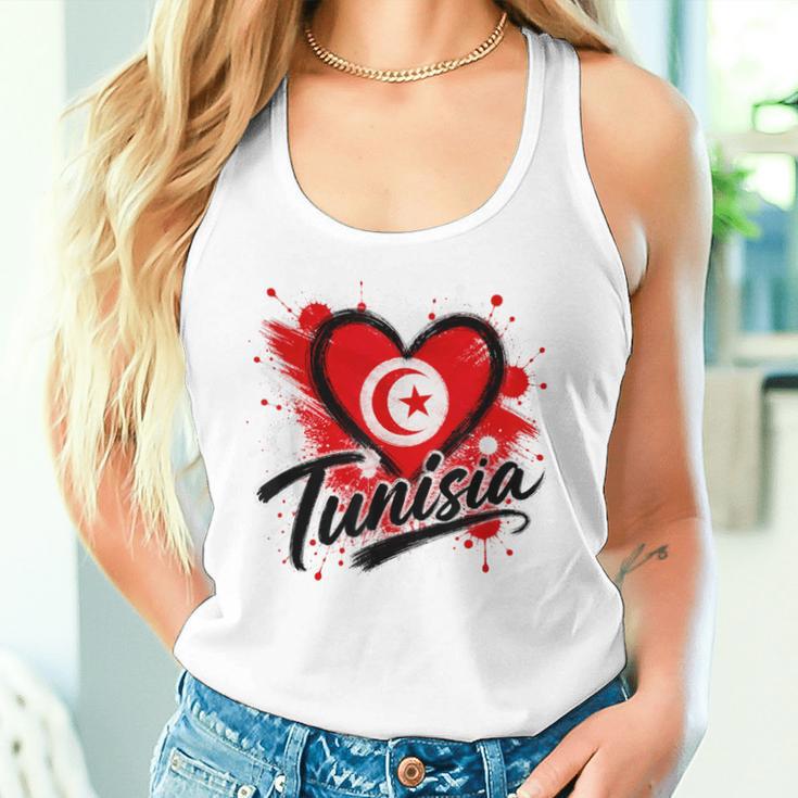 I Love Tunisia 旅行旗 ハート ツーリスト バケーション デザイン タンクトップ