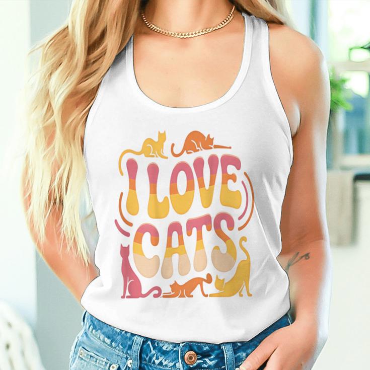 バックプリント 猫好き 引用 おもしろ猫 ミーム I Love Cats タンクトップ