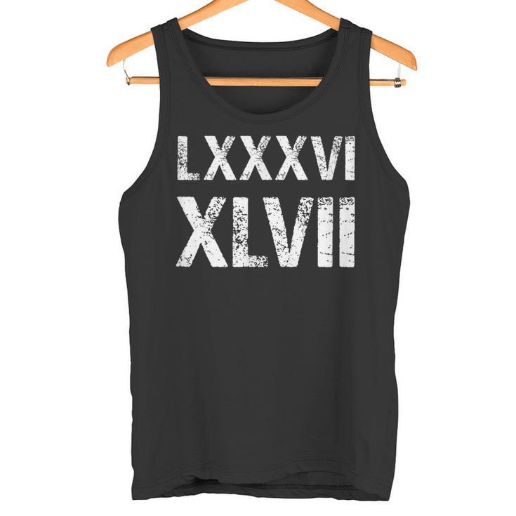 8647 ローマ数字 抗議ヴィンテージアンティーク調 Lxxxvi Xlvii タンクトップ