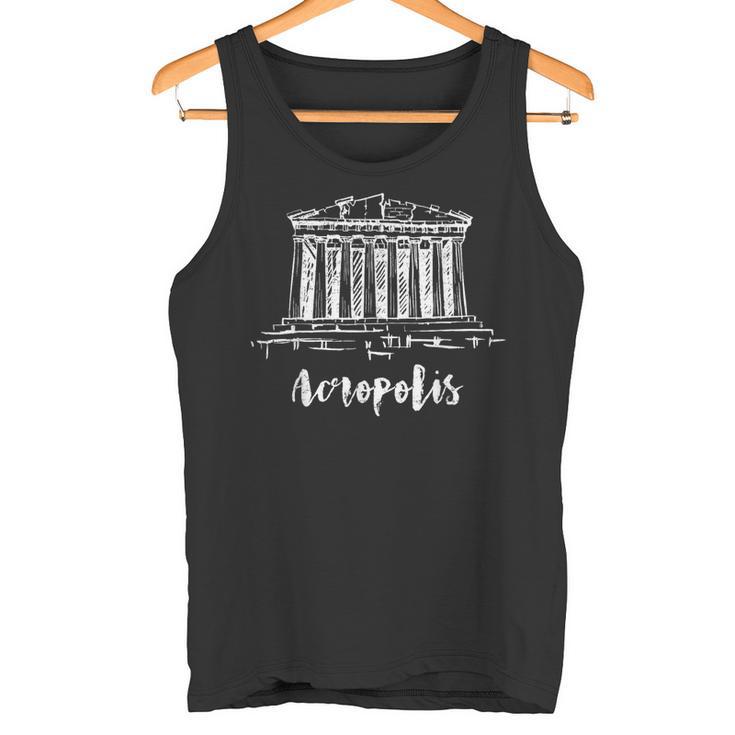 Acrópolis Del Partenón De Atenas Grecia Bosquejo Dibujo Deistas Camiseta sin mangas