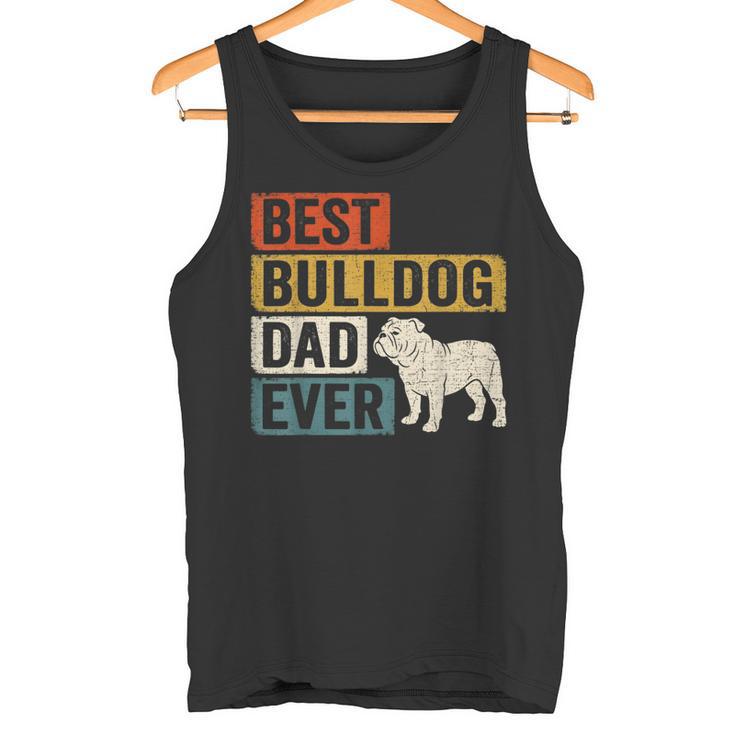 Best Bulldog Dad Ever レトロ ヴィンテージ ブルドッグデザイン タンクトップ