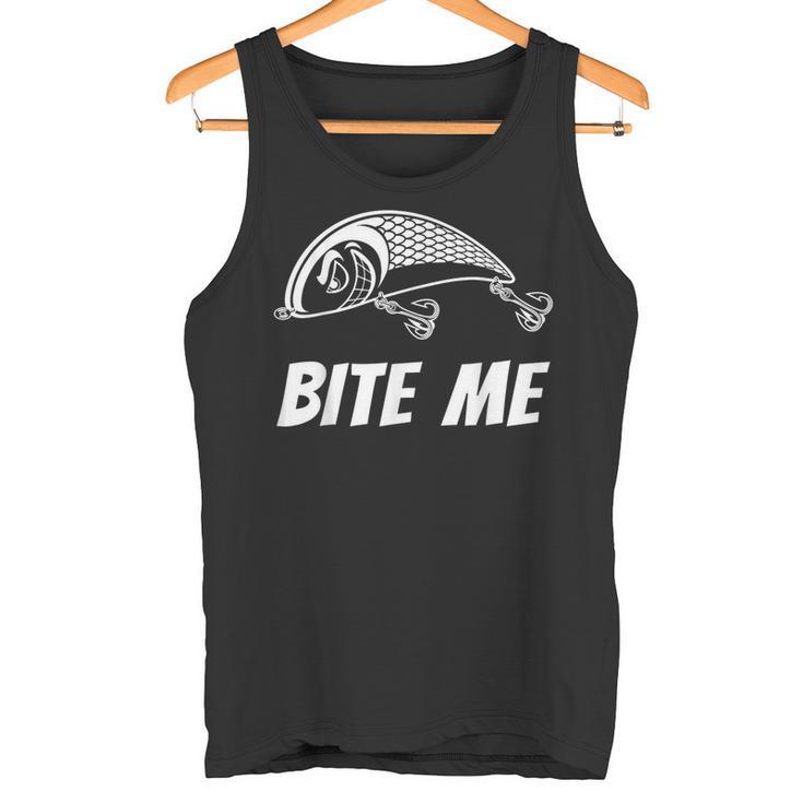 Bite Me フィッシングルアー グラフィックイメージ スカル フィッシュ スケルトン メンズ タンクトップ